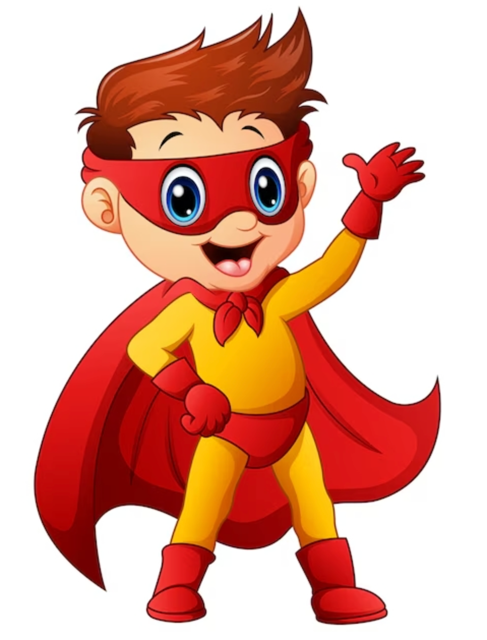 A cartoon of a woman in a superhero costume flexing her muscles.