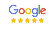 Google logo with five gold stars, indicating a five-star rating.