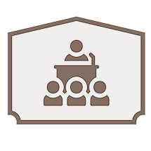 Celebrant icon symbolizing respectful memorial services at a funeral care facility.