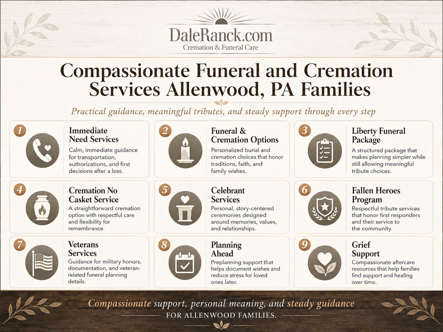 Allenwood PA funeral and cremation services infographic