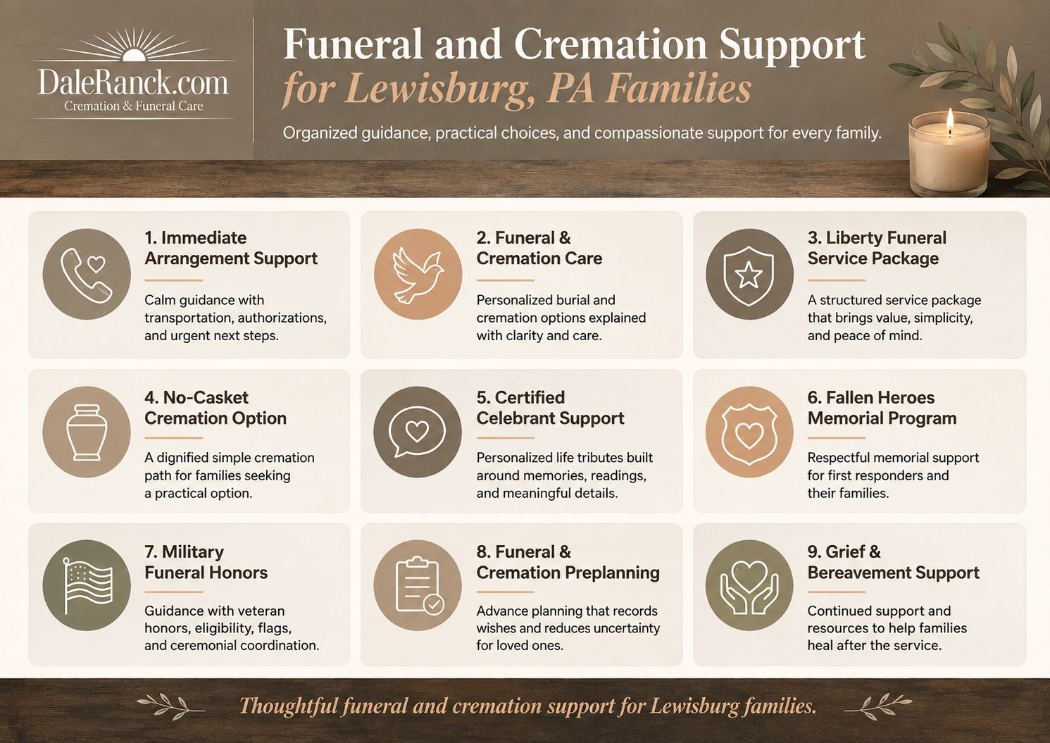 Lewisburg PA funeral and cremation support infographic