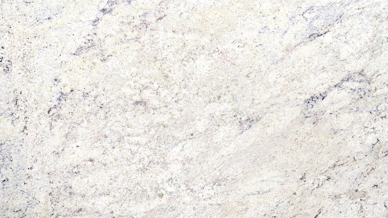 White granite countertop with gray and black speckles.