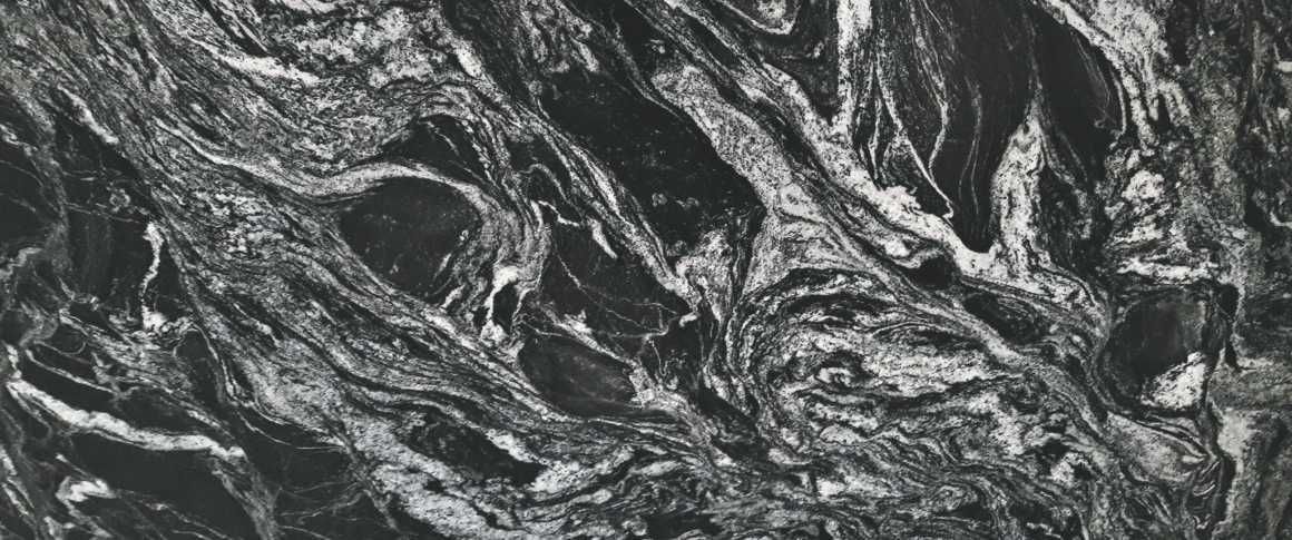 Black and white granite with swirling patterns.