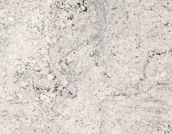 White granite countertop with speckled gray and black flecks.