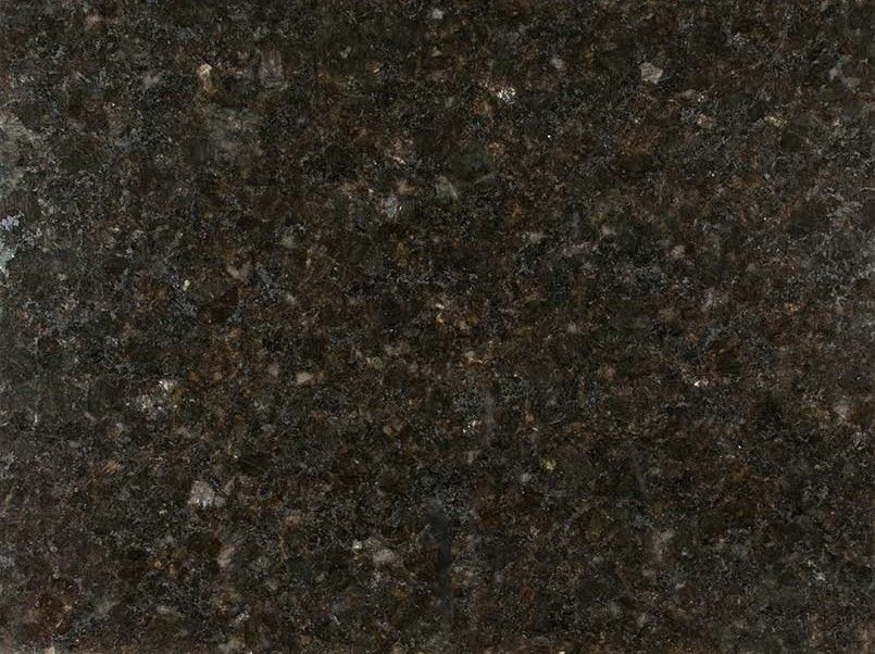 Dark brown granite with small, light-colored flecks.