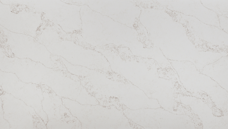 White quartz countertop with subtle gray veining.