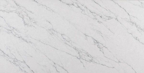 White marble surface with gray veining.
