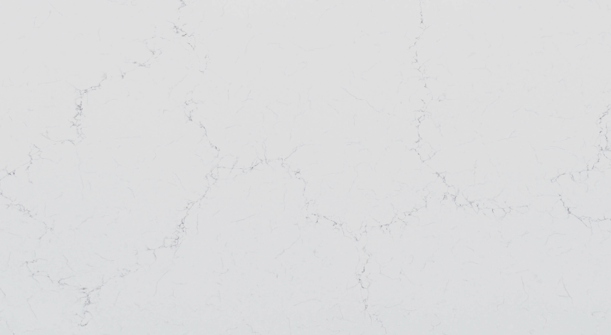 White countertop with subtle gray veining.