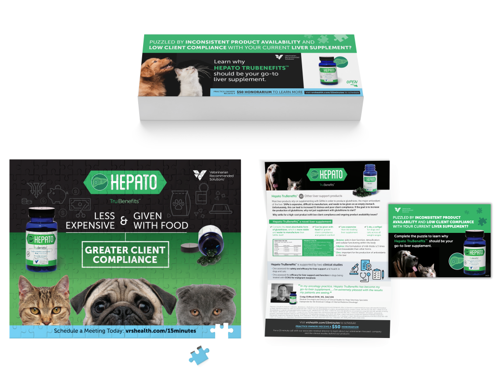 A pug and a cat are on a poster for hepato