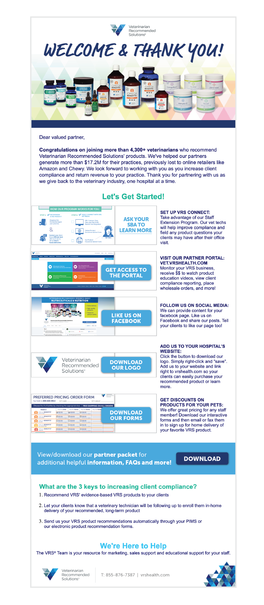 A flyer for vet.vrshealth.com shows how to use the website