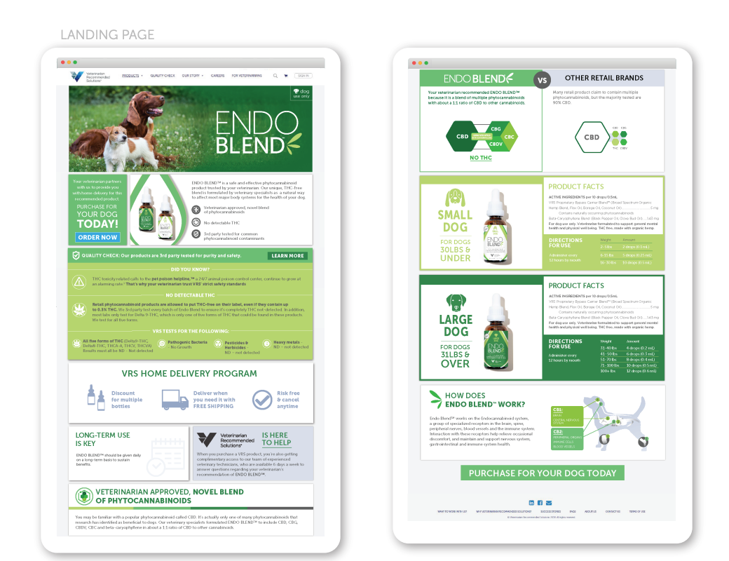 A computer screen and a tablet screen showing a website for endo blend.