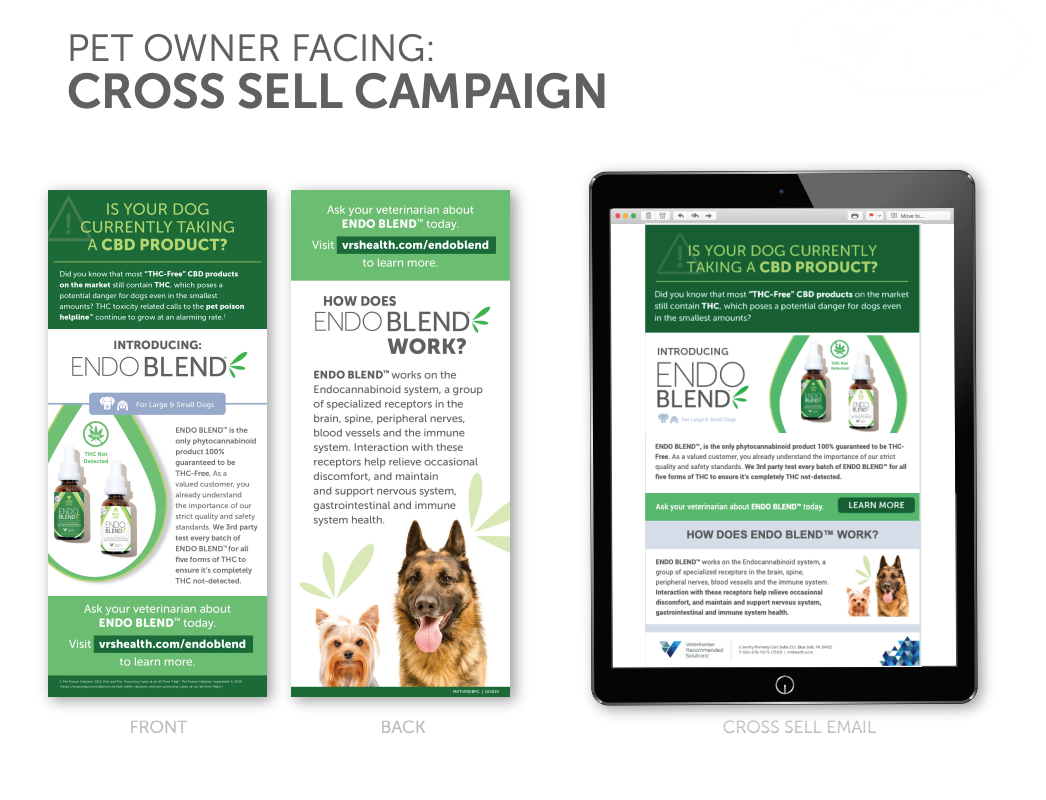 A pet owner facing cross sell campaign for a dog.