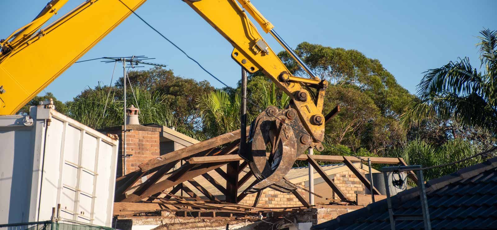 House demolition site prepared for controlled removal