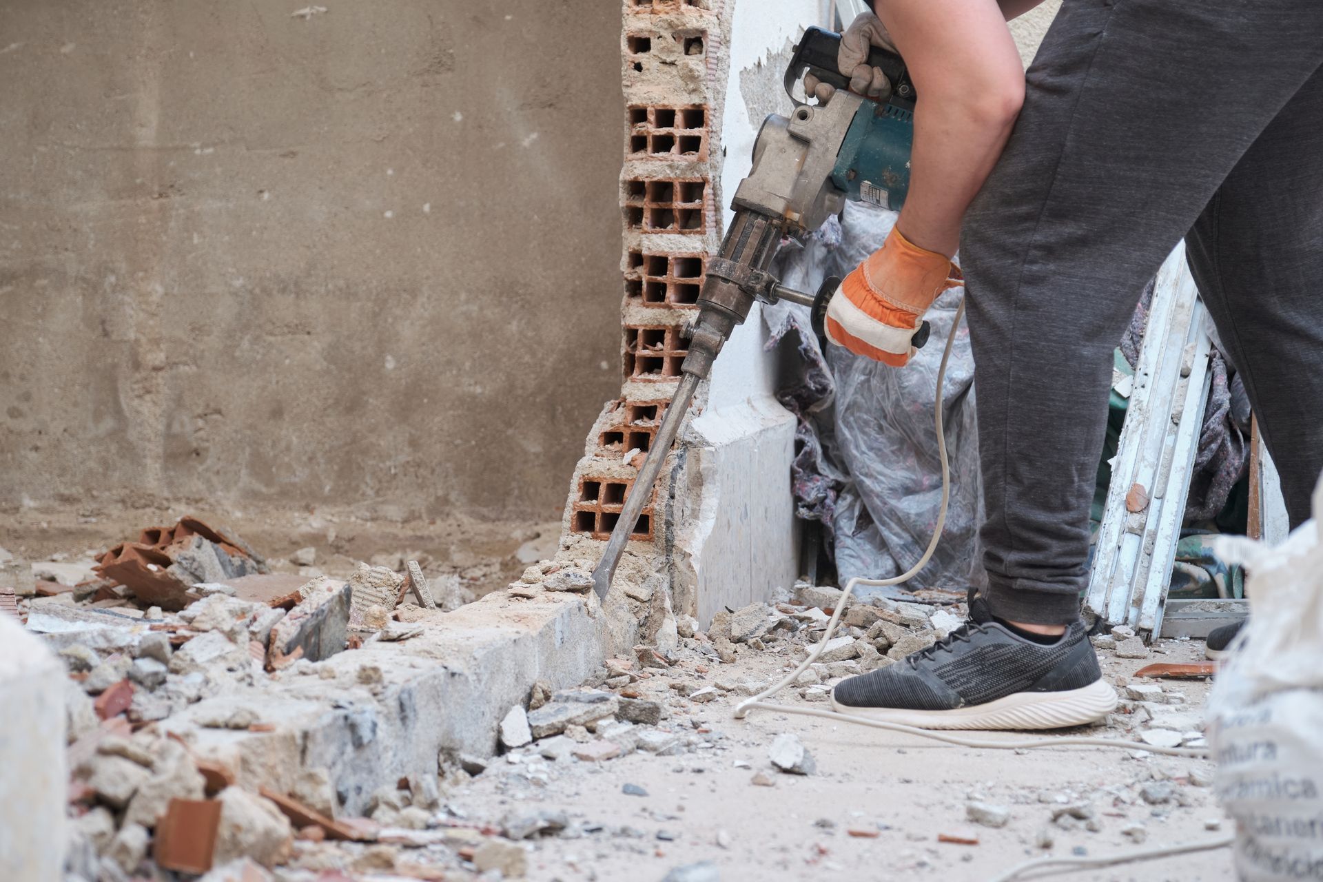 Residential property being prepared for demolition work