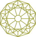 Gouden geometrische achthoek met een binnenste cirkel en ingewikkelde lijnen.