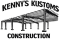 Kenny’s Kustoms Construction logo with a black steel carport frame illustration on white background