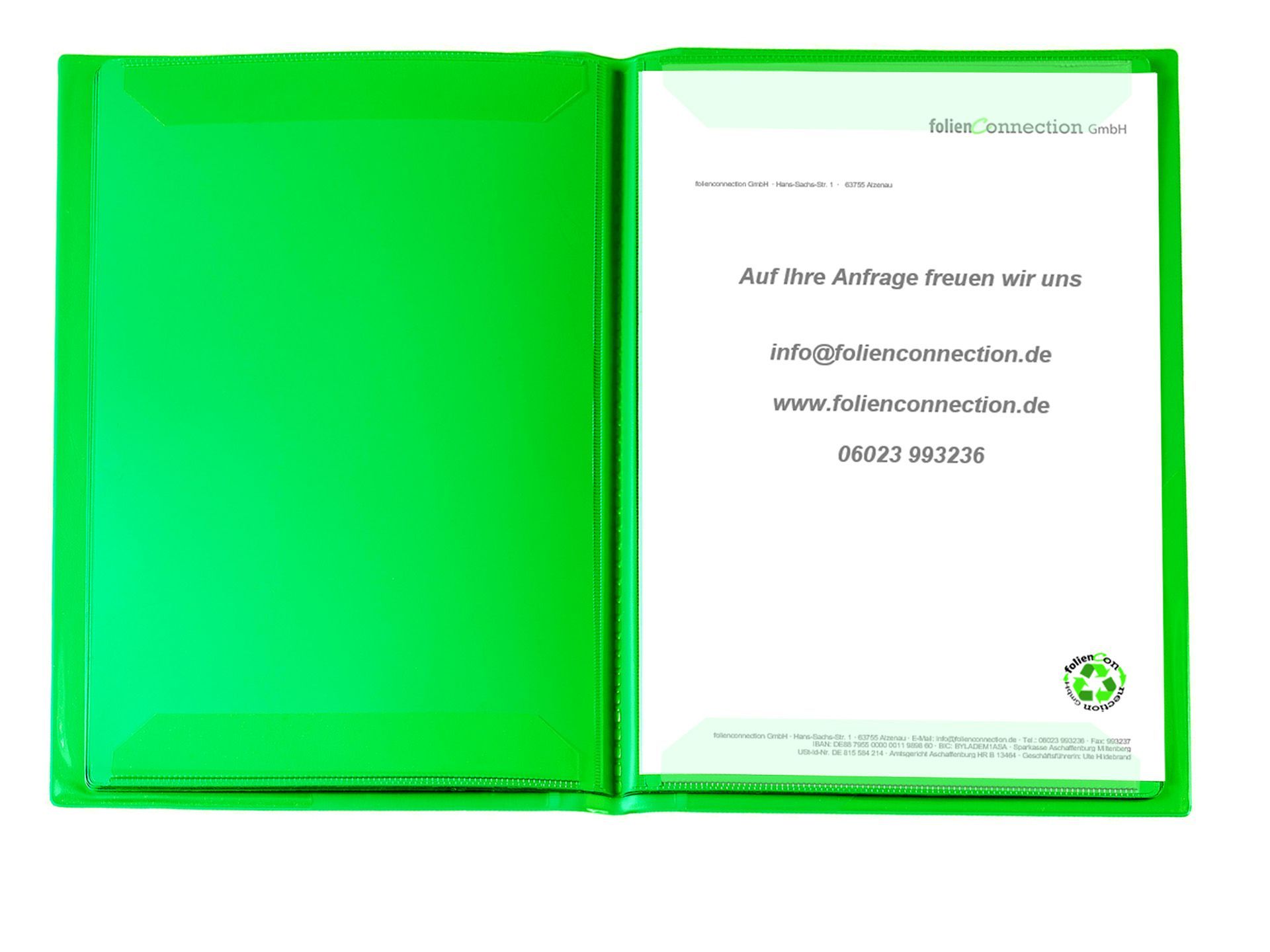 Pflegedienstmappe offen mit Unterteilungen für Dokumente