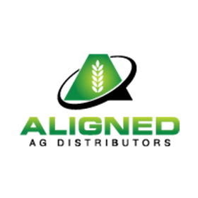 Aligned Ag Distributors logo: Green stylized A with wheat, black arc, green text.