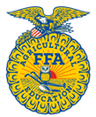 FFA emblem with eagle, owl, plow, and the words 