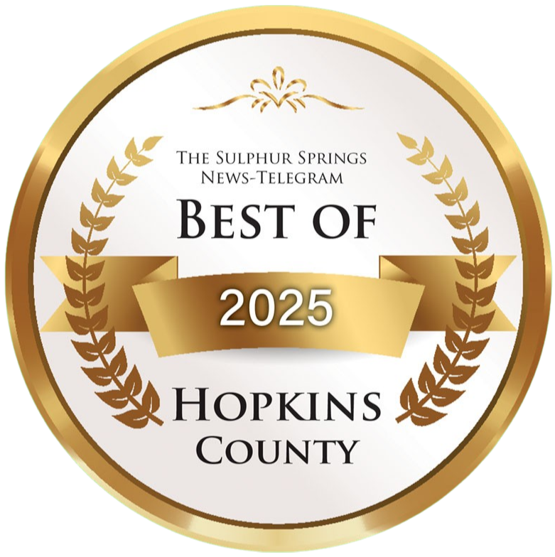 Gold “Best of 2025” award badge for The Sulphur Springs News-Telegram, Hopkins County.