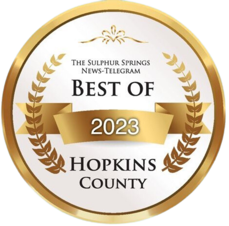 Gold circular “Best of 2023” award seal for The Sulphur Springs News-Telegram, Hopkins County