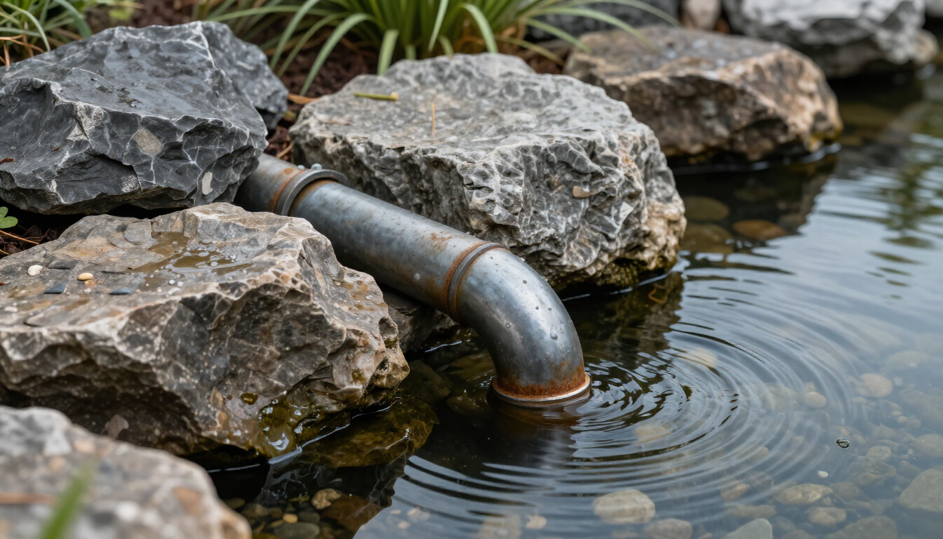 Pond drainage infrastructure detail