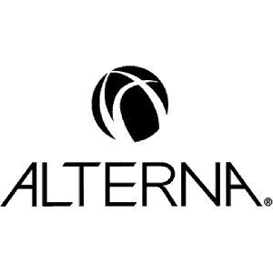 A black and white logo for a company called alterna.