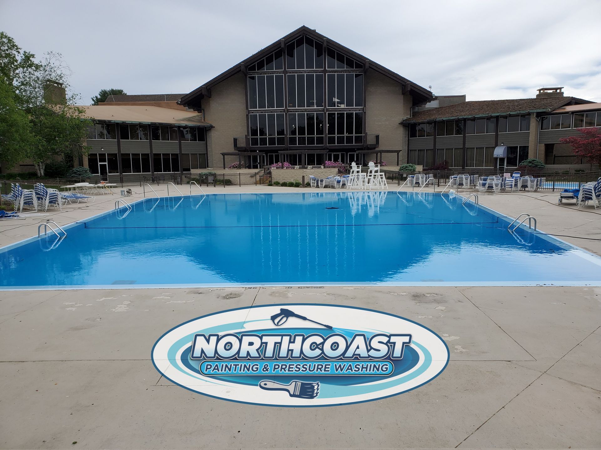 Commercial inground concrete swimming pool painted by Northcoast Painting Ohio