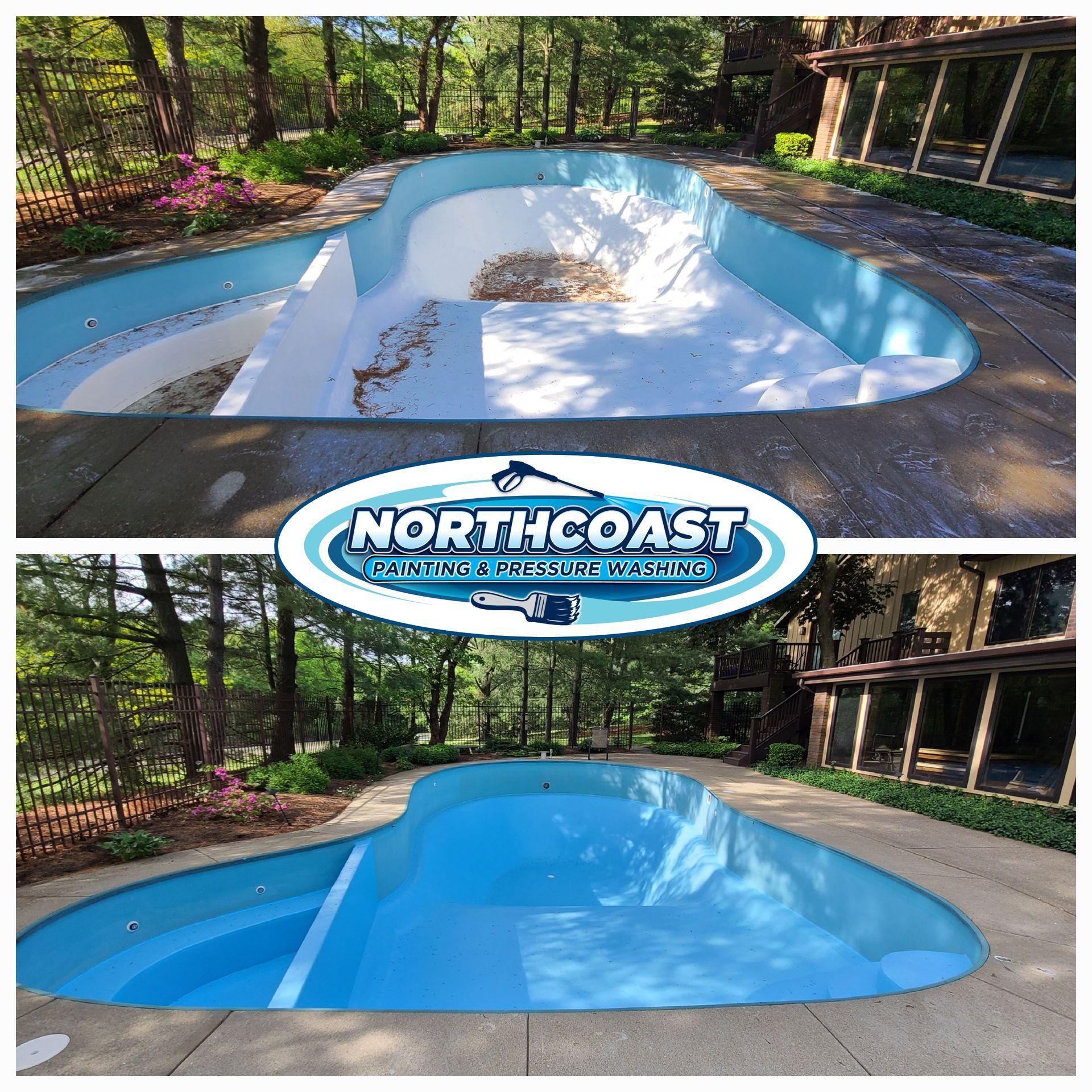 Finished inground concrete pool painting by Northcoast Painting Northeast Ohio