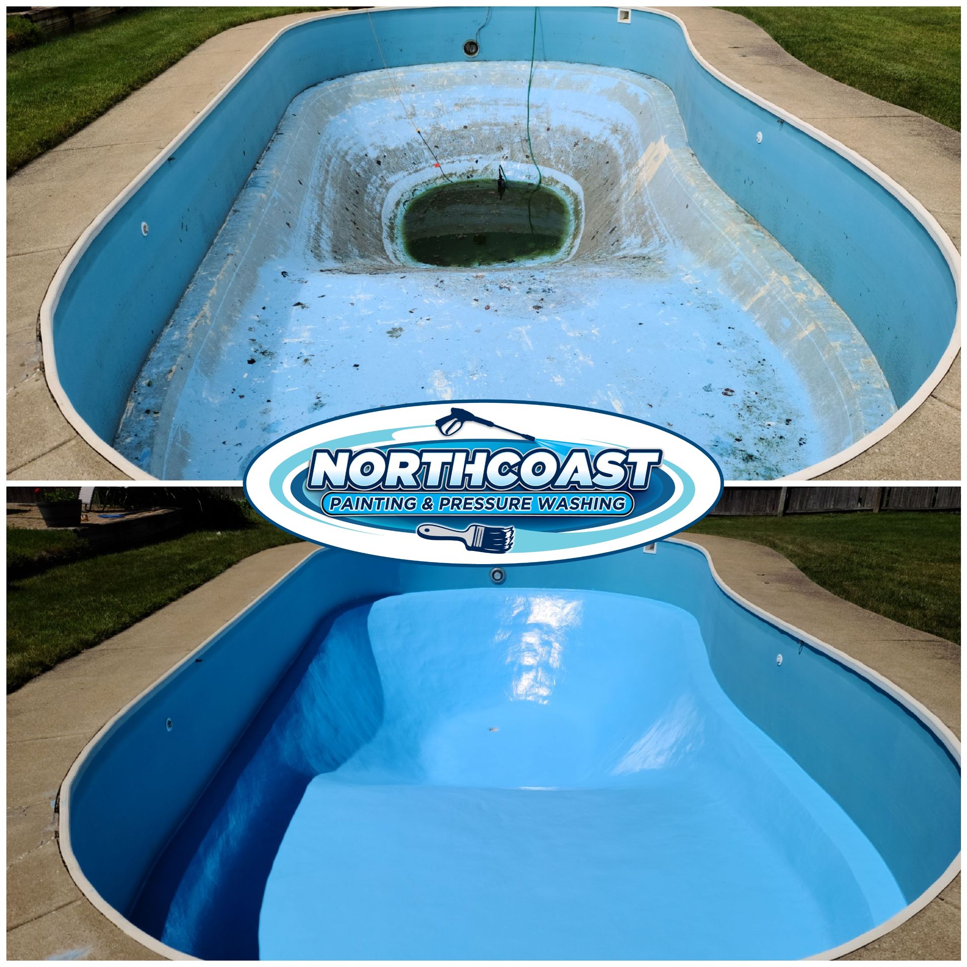 Dirty hot tub before professional cleaning and painting Northcoast Ohio