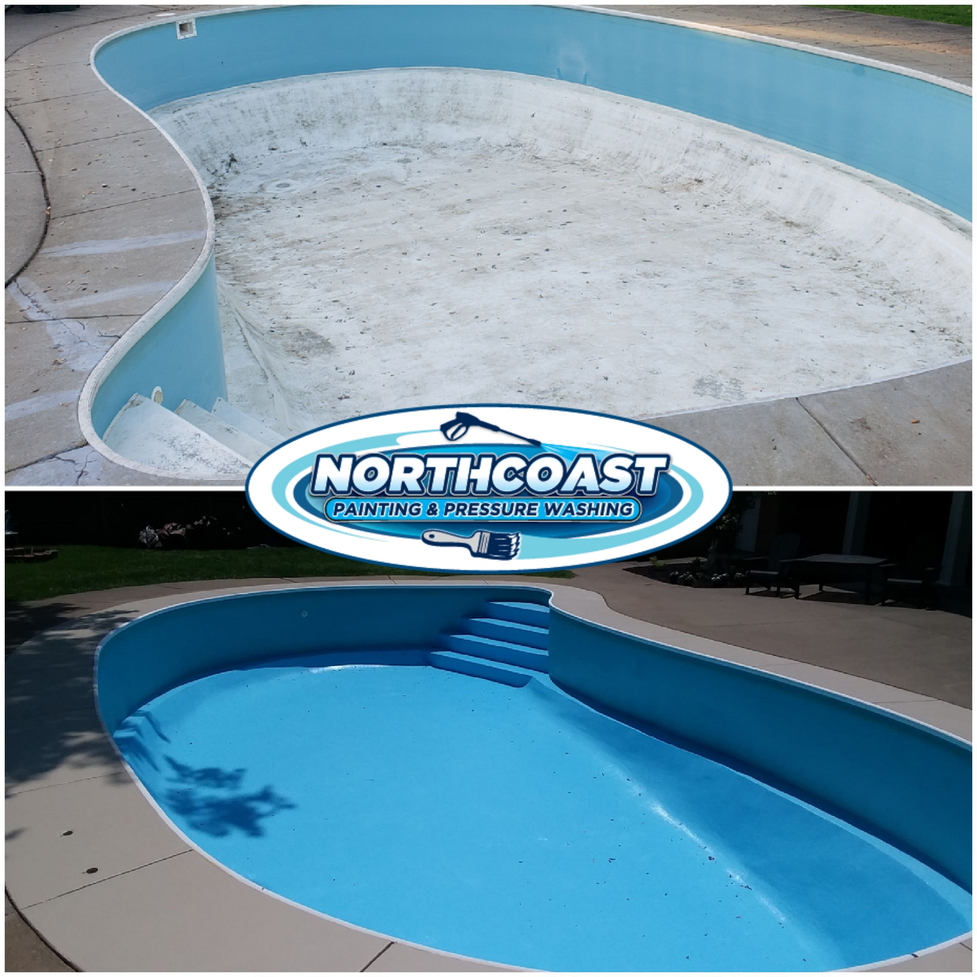 Completed inground concrete pool painting job by Northcoast Painting NE Ohio