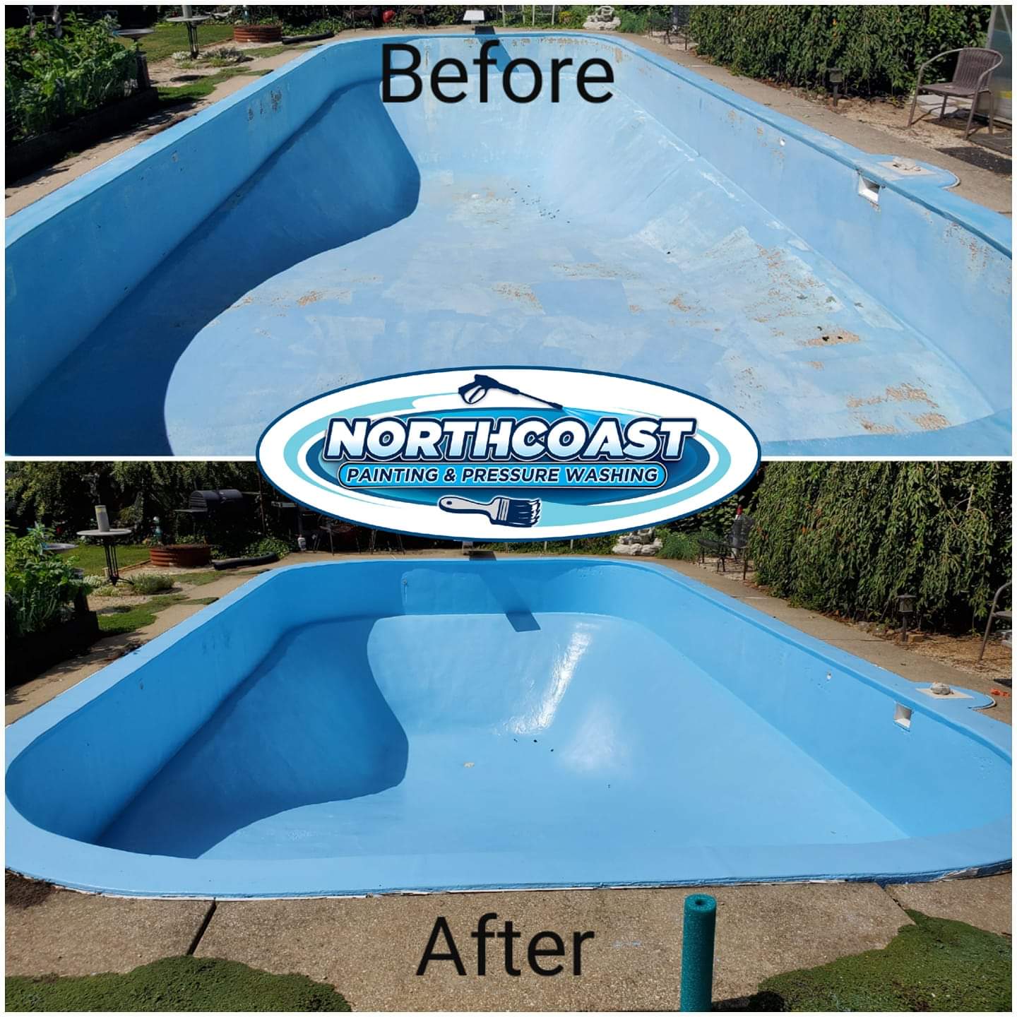 Swimming pool painter in Canton Ohio before and after