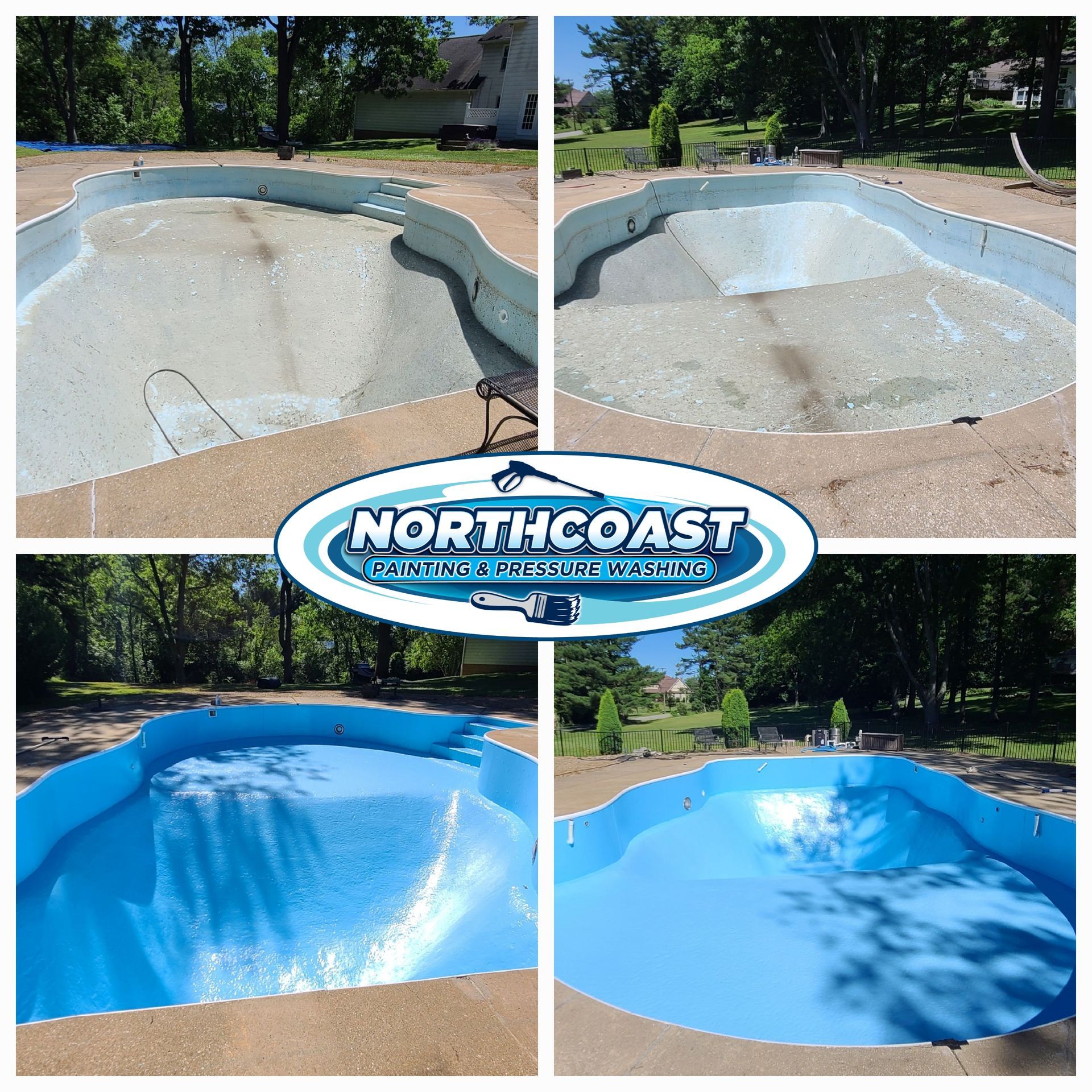 Concrete pool patching and repair before painting Northcoast Ohio