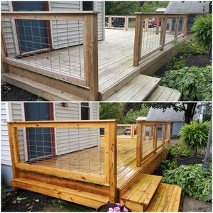 Before and after deck cleaning