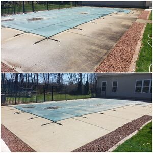Before and after pool concrete cleaning