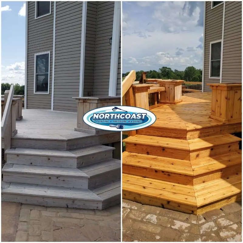 Deck and wood restoration before and after