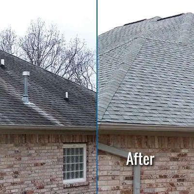 Asphalt shingle roof cleaning