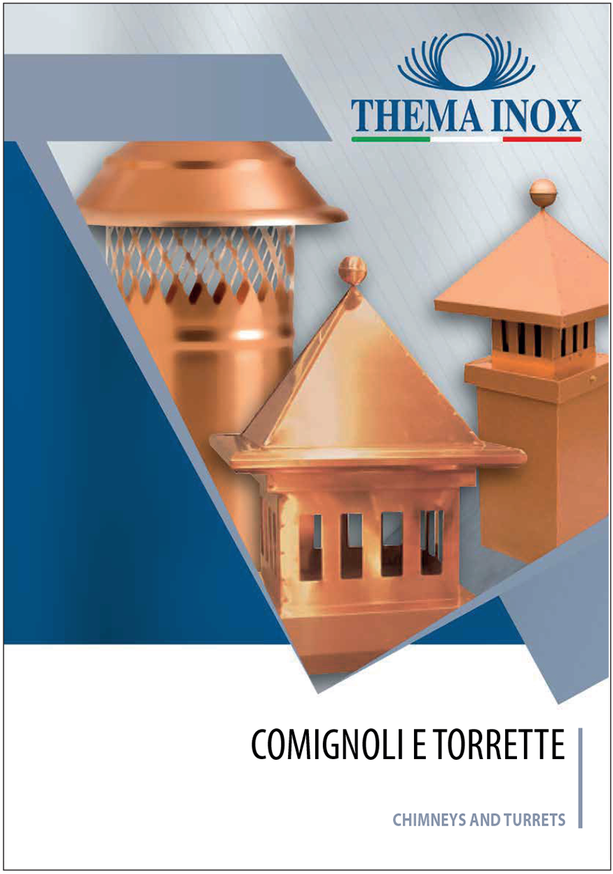 Una brochure per camini e torri in rame di thema inox