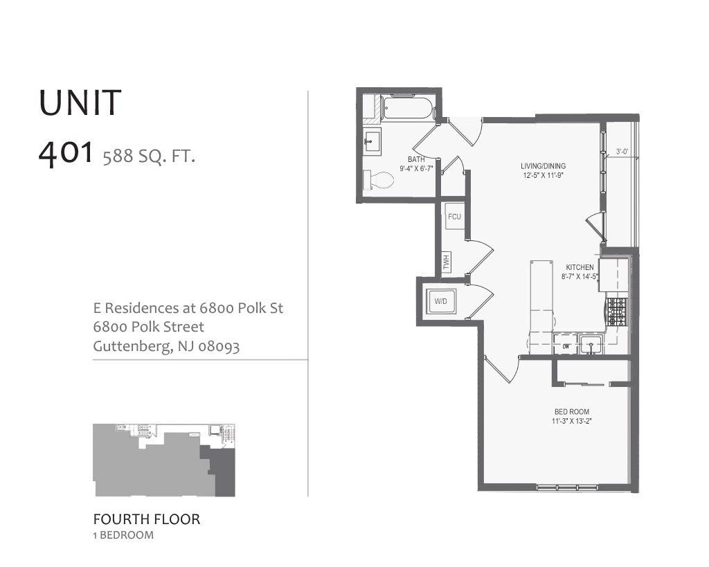 A black and white floor plan of a unit 401 sq ft.
