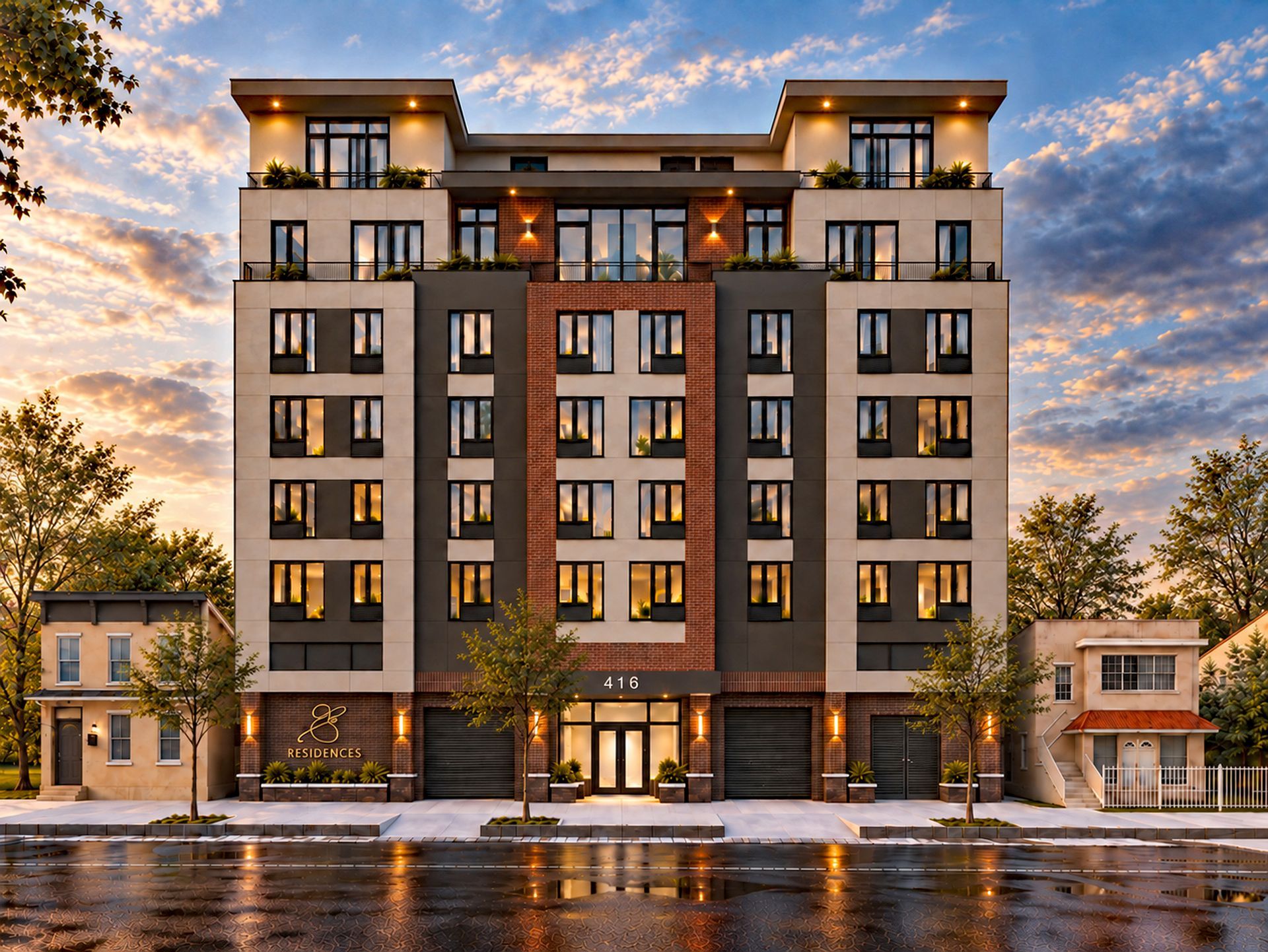 An artist 's impression of a building with a green wall.