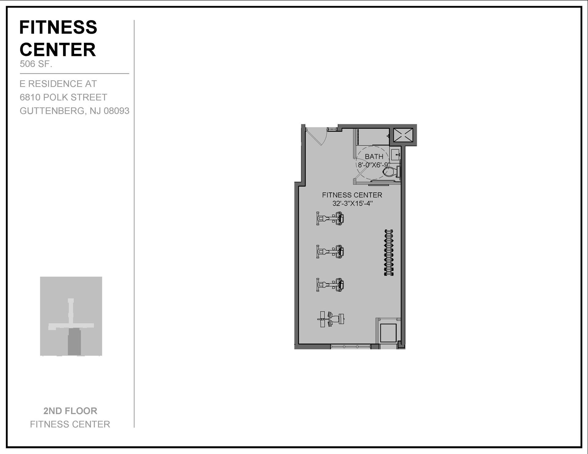 A black and white floor plan of a fitness center.