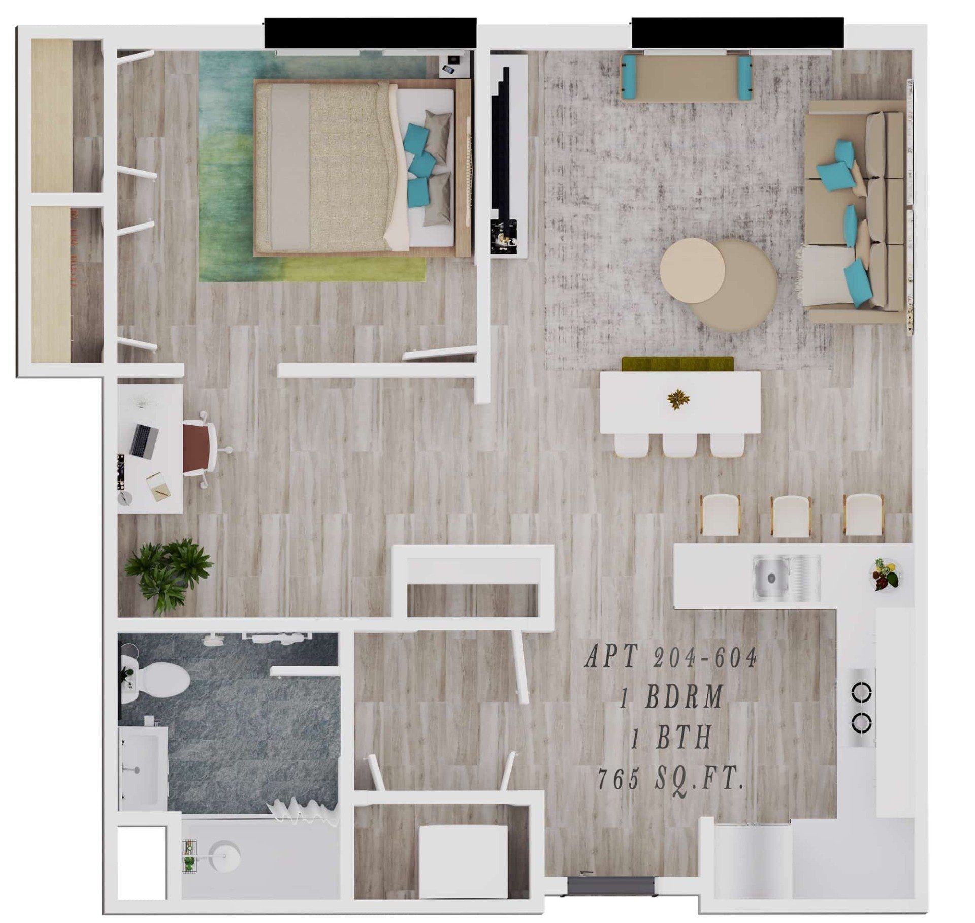 An aerial view of a floor plan of a house.