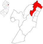 A map of new jersey with a red area in the middle.