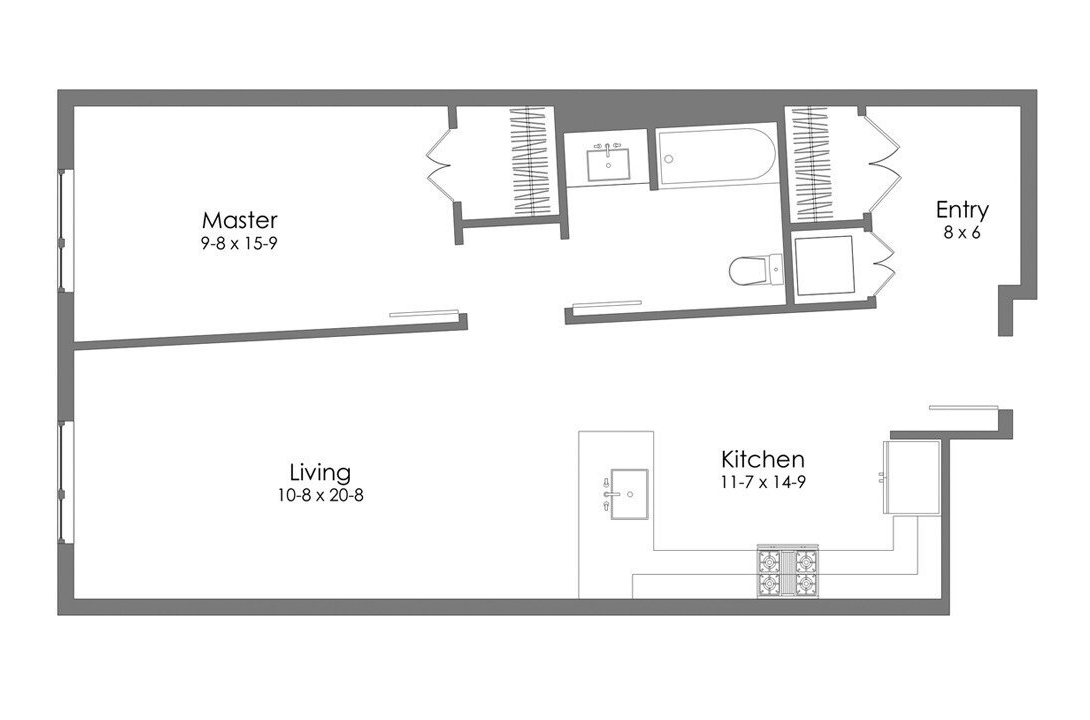 A black and white floor plan of a house.