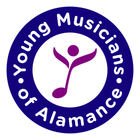 Logo for Young Musicians of Aalamance, purple circular design with stylized music note figure