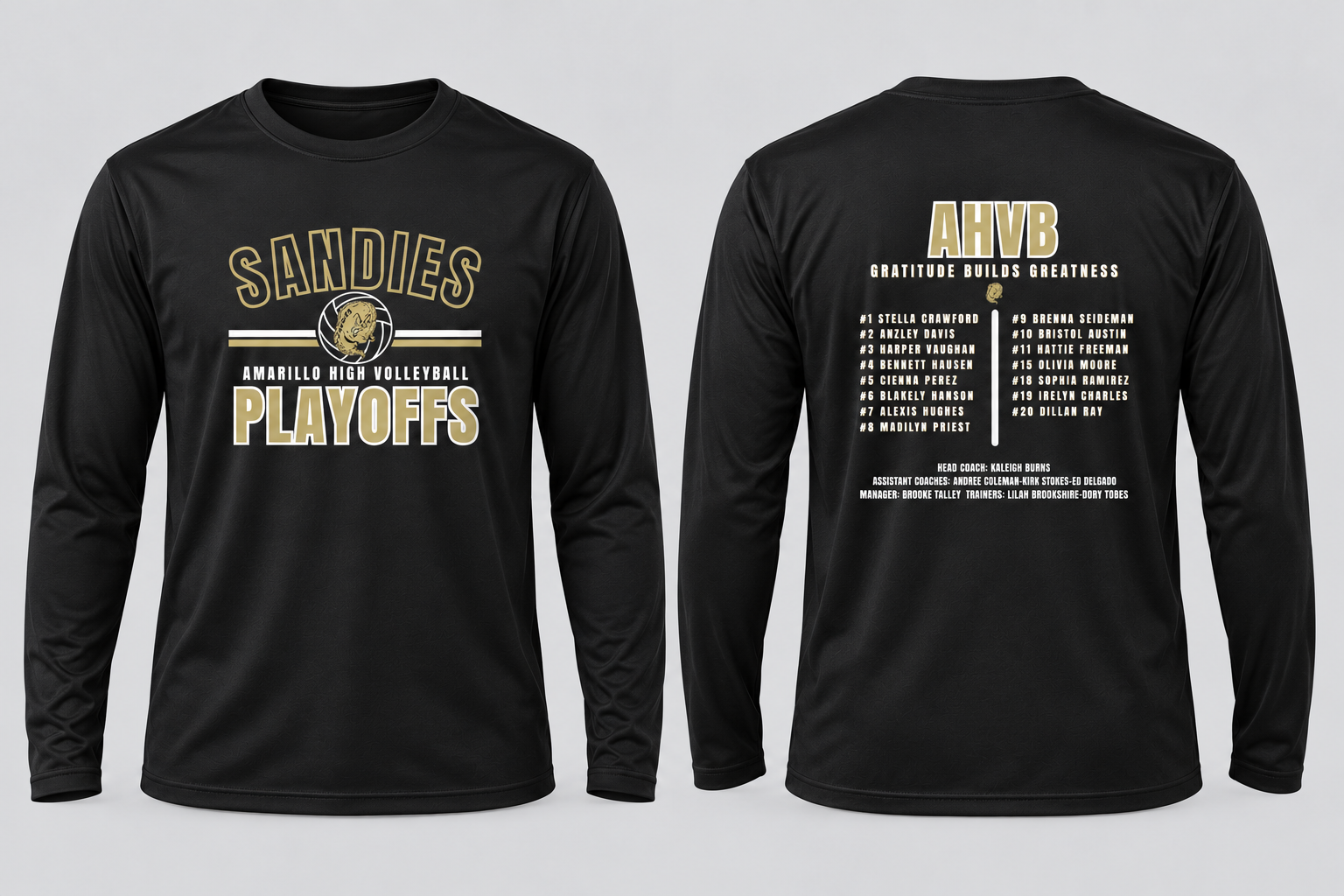 Amarillo High Sandies Volleyball Playoff T-Shirt – Black