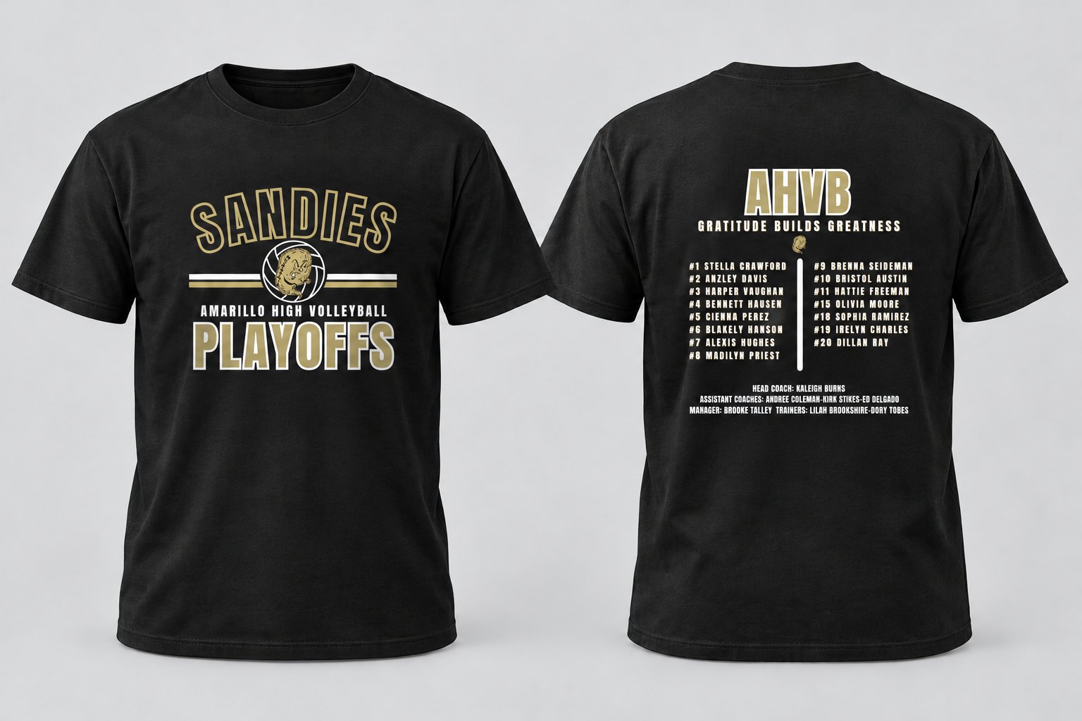 Amarillo High Sandies Volleyball Playoff T-Shirt – Black