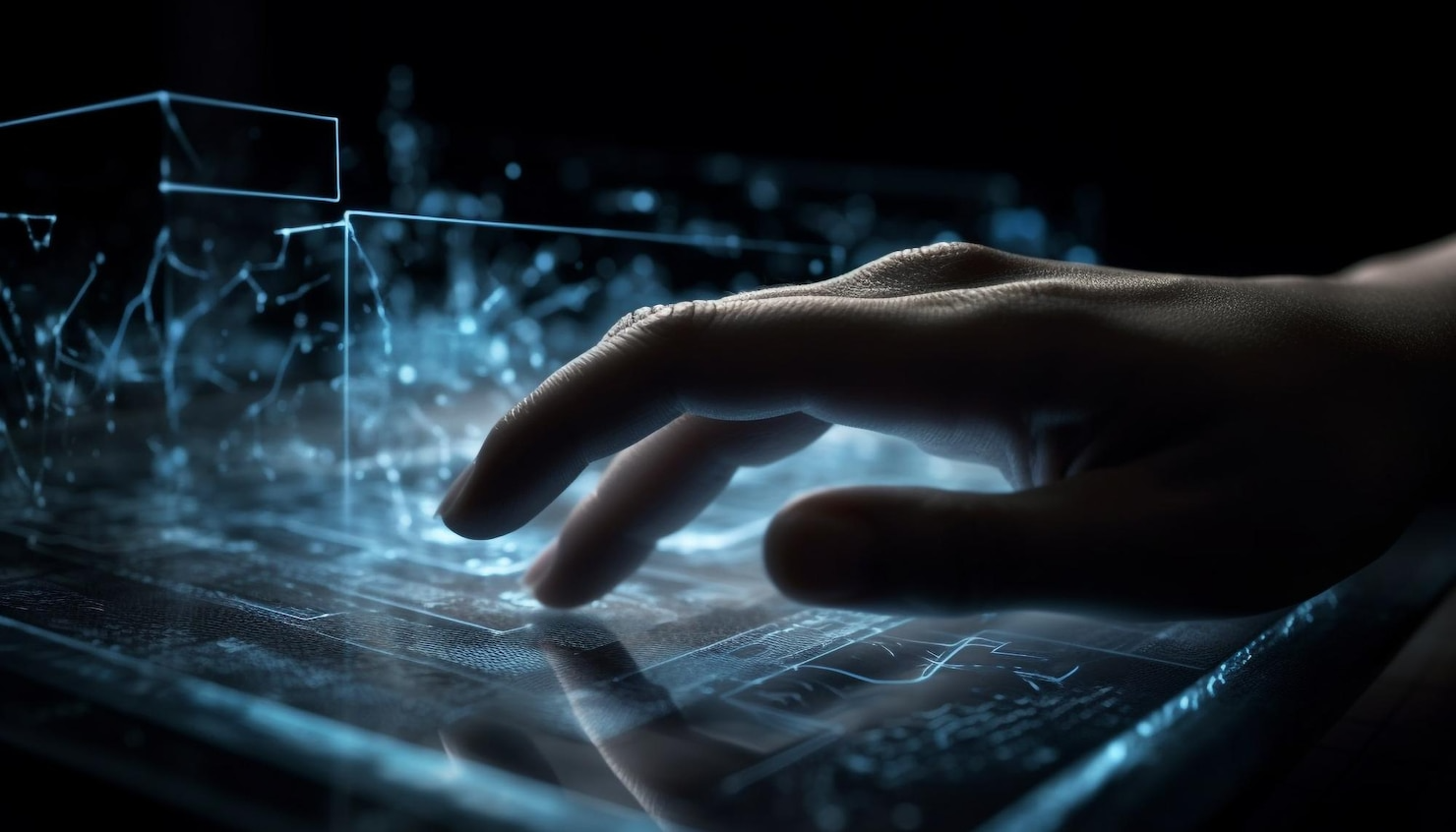 A close up of a person 's hand touching a screen.