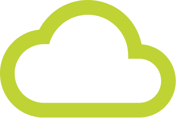 ein grünes und weißes Symbol einer Wolke auf weißem Hintergrund .