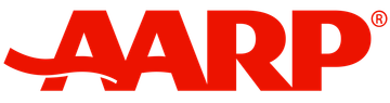 AARP logo in bold red text with a curved red line underneath.